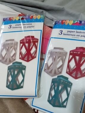$1⃣dollars>>Paper Lanterns Pack - Red, Teal, Silver - 3-Pack X3 Decor